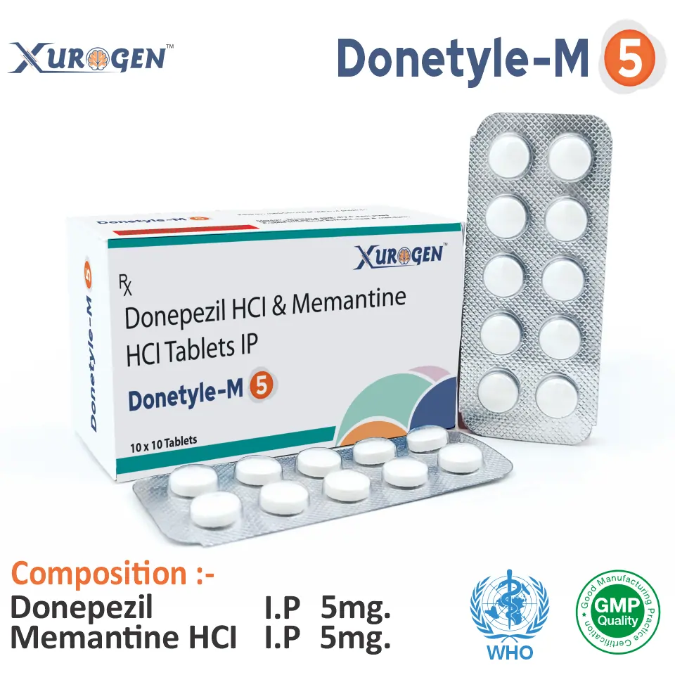 Donepezil HCl 5mg + Memantine HCl 5mg Tablet in PCD Pharma Franchise